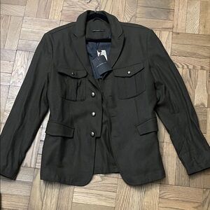 John Varvatos Moss Green Blazer with Button Accents military vintage